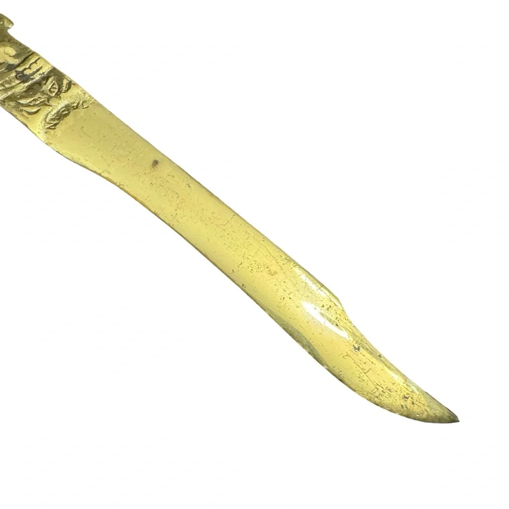 Vintage Brass Winged Dragon Dagger Letter Opener Marked Japan